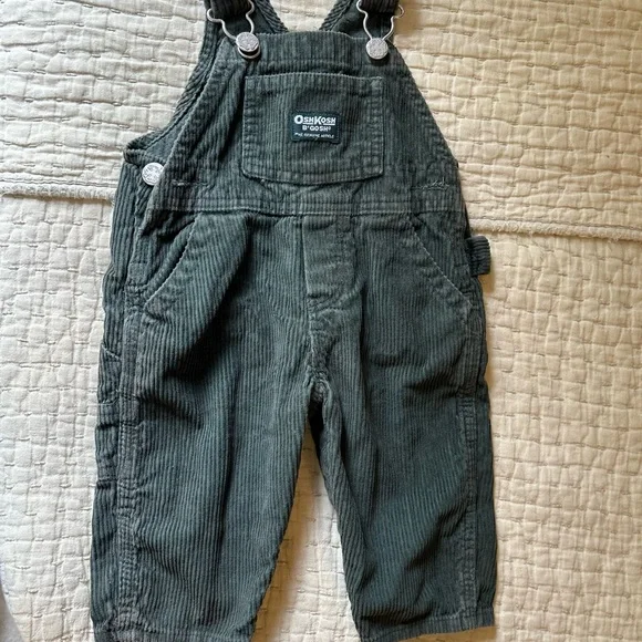 OshKosh B'gosh Dark Green Corduroy Overalls - Picture 1 of 3